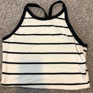White and Black Crop Top